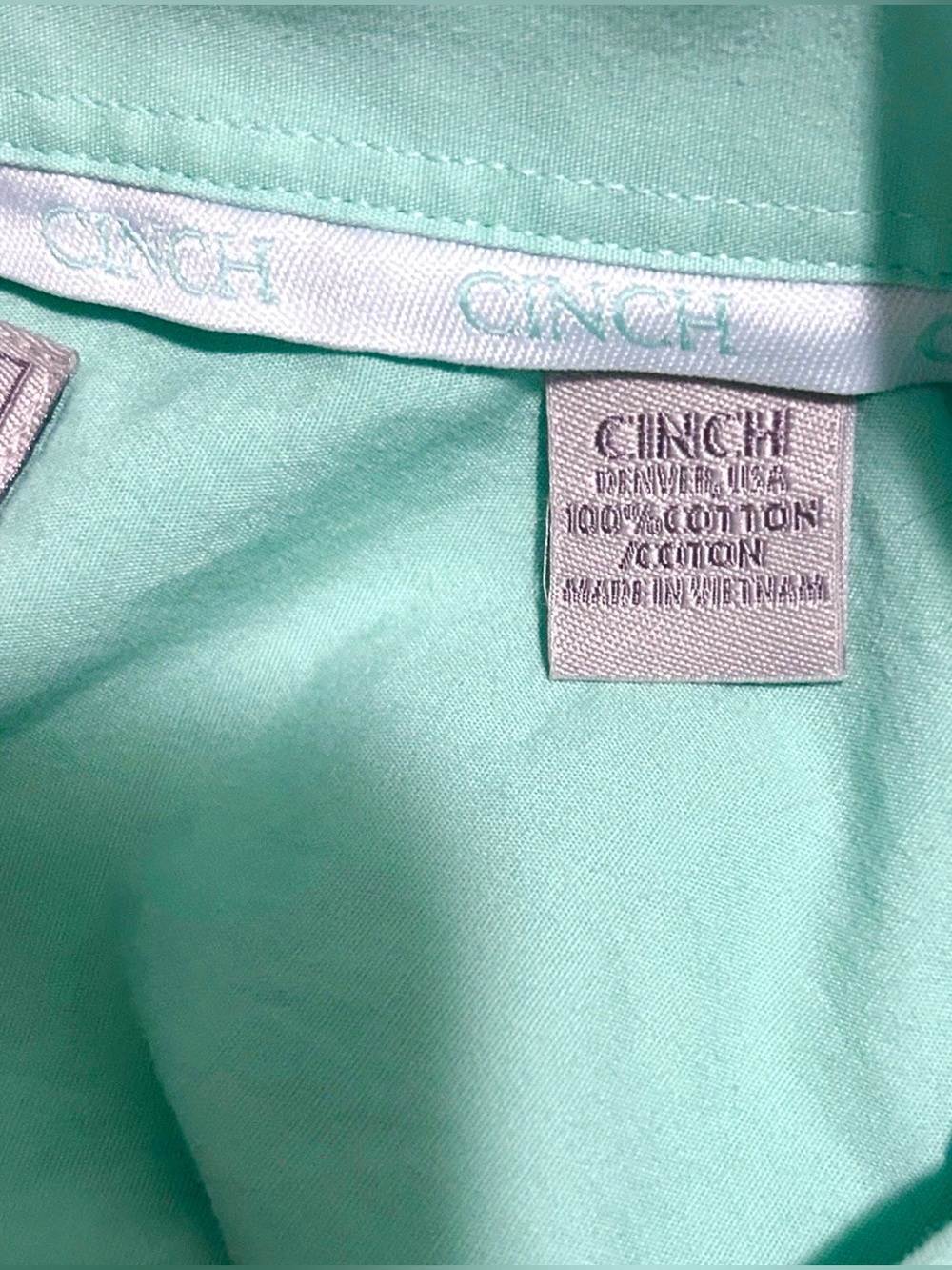 Cinch Men's Western Solid Mint Green Button-Down Shirt L/XL - Picture 6 of 9
